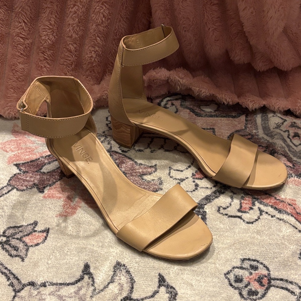 Vince Women's Beige Ankle Strap Heels